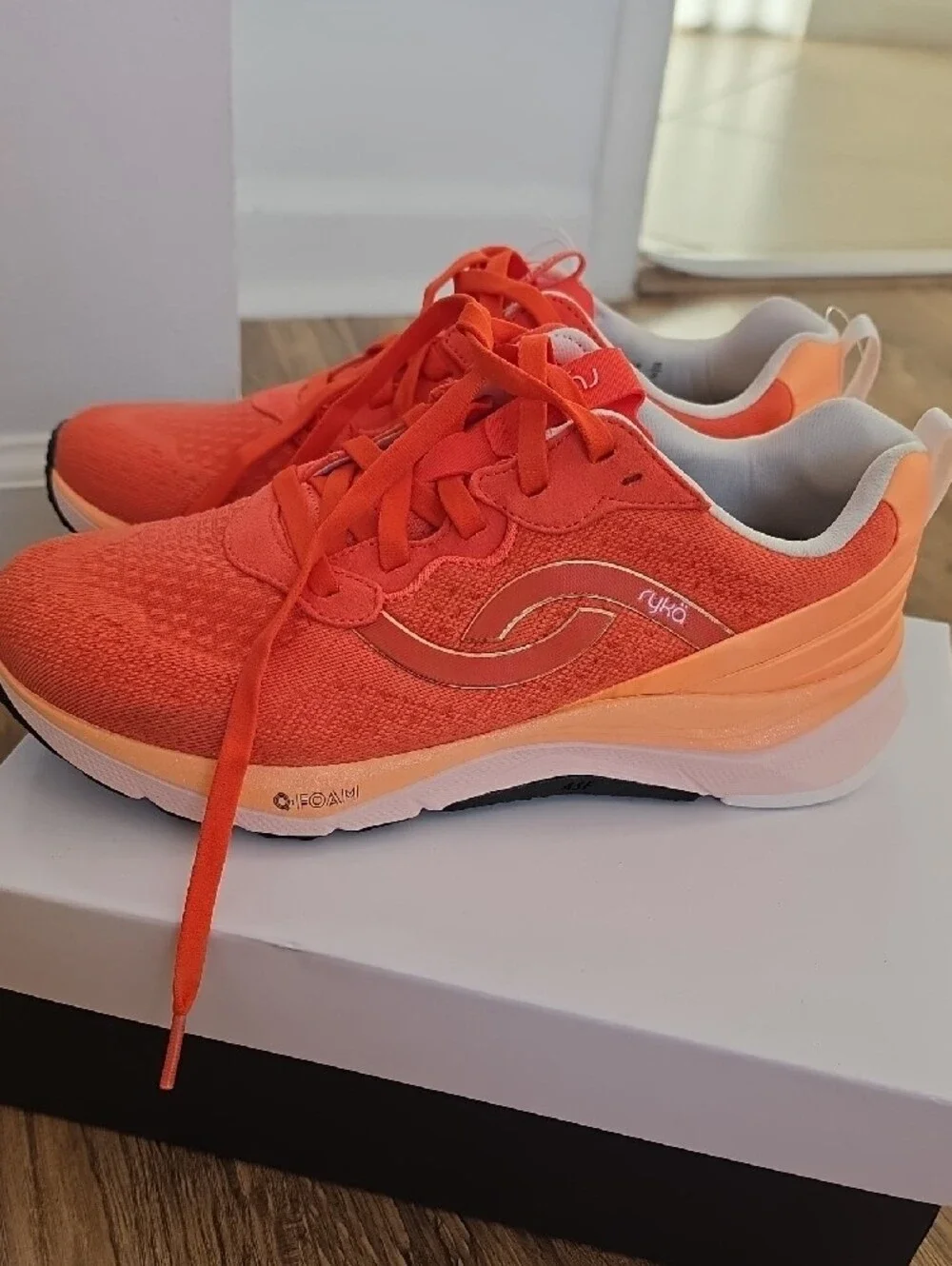 Ryka Women's Orange Knit Lace-Up Sneakers